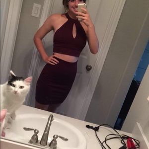 Maroon formal two piece dress